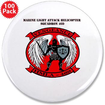 MLAHS469 with Text - M01 - 01 - Marine Light Attack Helicopter Squadron 469 with Text - 3.5" Button (100 pack)
