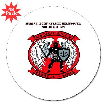 MLAHS469 with Text - M01 - 01 - Marine Light Attack Helicopter Squadron 469 with Text - 3" Lapel Sticker (48 pk)