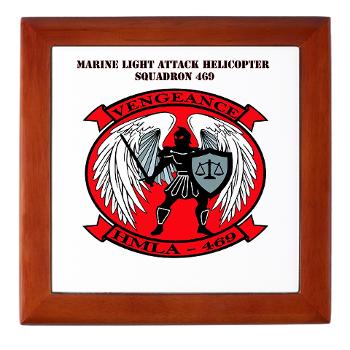 MLAHS469 with Text - M01 - 03 - Marine Light Attack Helicopter Squadron 469 with Text - Keepsake Box