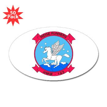 MMHS163 - M01 - 01 - Marine Medium Helicopter Squadron 163 - Sticker (Oval 50 pk)