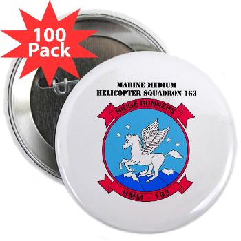 MMHS163 - M01 - 01 - Marine Medium Helicopter Squadron 163 with Text - 2.25" Button (100 pack)