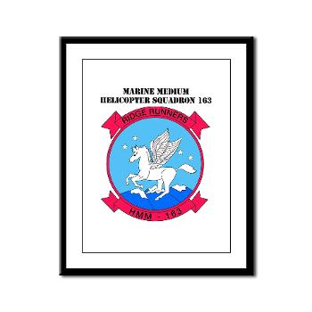 MMHS163 - M01 - 02 - Marine Medium Helicopter Squadron 163 with Text - Framed Panel Print