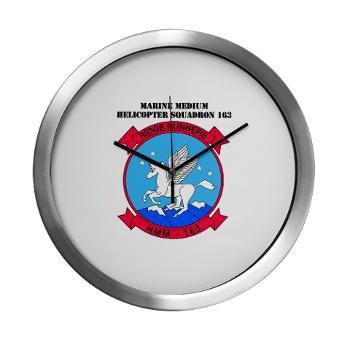 MMHS163 - M01 - 03 - Marine Medium Helicopter Squadron 163 with Text - Modern Wall Clock