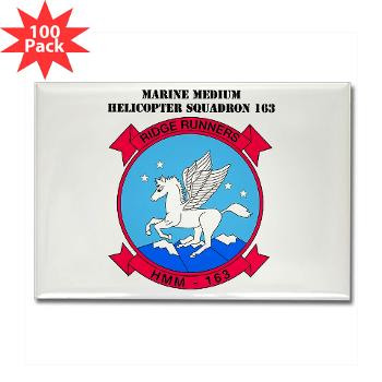 MMHS163 - M01 - 01 - Marine Medium Helicopter Squadron 163 with Text - Rectangle Magnet (100 pack)