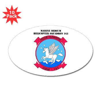 MMHS163 - M01 - 01 - Marine Medium Helicopter Squadron 163 with Text - Sticker (Oval 10 pk)