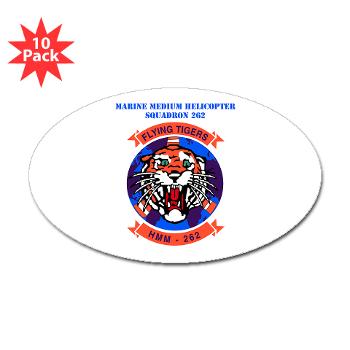 MMHS262 - M01 - 01 - Marine Medium Helicopter Squadron 262 with Text Sticker (Oval 10 pk)