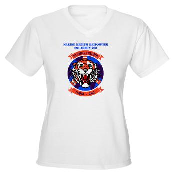 MMHS262 - A01 - 04 - Marine Medium Helicopter Squadron 262 with Text Women's V-Neck T-Shirt