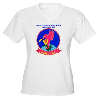 MMHS265 - A01 - 04 - Marine Medium Helicopter Squadron 265 with Text - Women's V -Neck T-Shirt