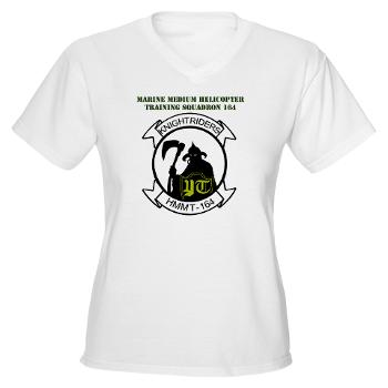 MMHTS164 - A01 - 04 - Marine Med Helicopter Tng Sqdrn 164 with Text - Women's V-Neck T-Shirt