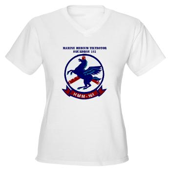 MMTS161 - A01 - 04 - Marine Medium Tiltrotor Squadron 161 with Text - Women's V-Neck T-Shirt
