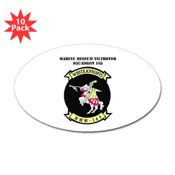 MMTS165 - A01 - 01 - USMC - Marine Medium Tiltrotor Squadron 165 with Text - Sticker (Oval 10 pk) - Click Image to Close
