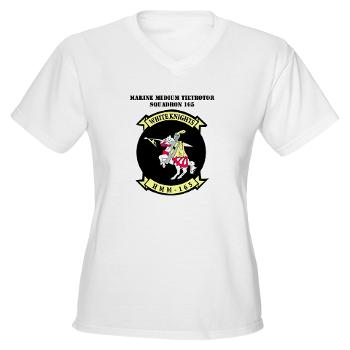 MMTS165 - A01 - 01 - USMC - Marine Medium Tiltrotor Squadron 165 with Text - Women's V-Neck T-Shirt