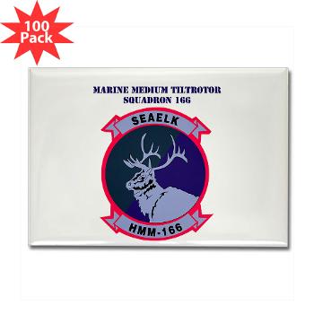MMTS166 - A01 - 01 - USMC - Marine Medium Tiltrotor Squadron 166 with Text - Rectangle Magnet (100 pack)