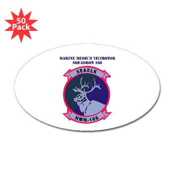 MMTS166 - A01 - 01 - USMC - Marine Medium Tiltrotor Squadron 166 with Text - Sticker (Oval 50 pk) - Click Image to Close