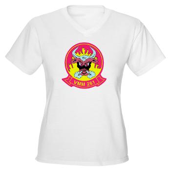 MMTS261 - A01 - 01 - USMC - Marine Medium Tiltrotor Squadron 261 (VMM-261) - Women's V-Neck T-Shirt