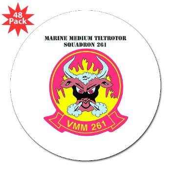 MMTS261 - A01 - 01 - USMC - Marine Medium Tiltrotor Squadron 261 (VMM-261) with Text - 3" Lapel Sticker (48 pk)
