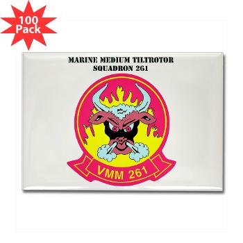 MMTS261 - A01 - 01 - USMC - Marine Medium Tiltrotor Squadron 261 (VMM-261) with Text - Rectangle Magnet (100 pack)