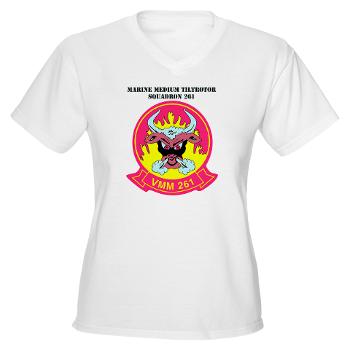 MMTS261 - A01 - 01 - USMC - Marine Medium Tiltrotor Squadron 261 (VMM-261) with Text - Women's V-Neck T-Shirt