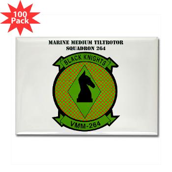MMTS264 - A01 - 01 - USMC - Marine Medium Tiltrotor Squadron 264 (VMM-264)with Text - Rectangle Magnet (100 pack)