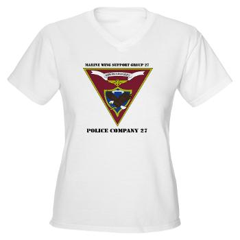 MPC27 - A01 - 04 - Military Police Company 27 with Text Women's V-Neck T-Shirt