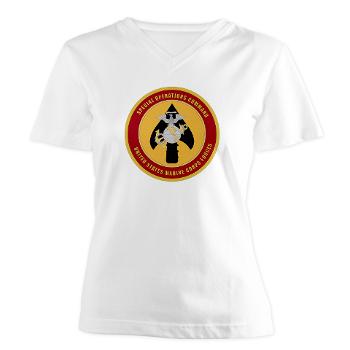 MSOC - A01 - 04 - Marine Special Ops Cmd - Women's V-Neck T-Shirt