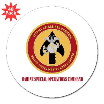MSOC - M01 - 01 - Marine Special Ops Cmd with Text - 3" Lapel Sticker (48 pk)