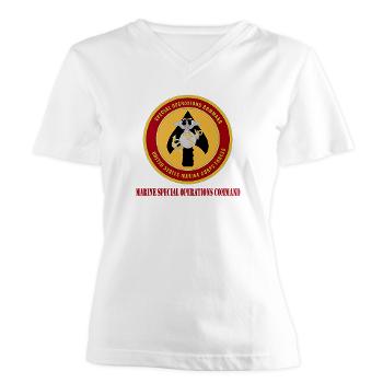 MSOC - A01 - 04 - Marine Special Ops Cmd with Text - Women's V-Neck T-Shirt