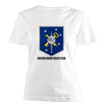 MSOIB - A01 - 04 - Marine Special Operations Intelligence Battalion with Text - Women's V-Neck T-Shirt - Click Image to Close