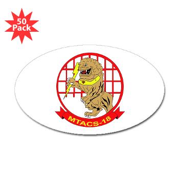 MTACS18 - A01 - 01 - Marine Tactical Air Command Squadron 18 with Text - Sticker (Oval 50 pk)