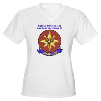 MTACS38 - A01 - 04 - Marine Tactical Air Command Sqdrn 38 with text Women's V-Neck T-Shirt - Click Image to Close