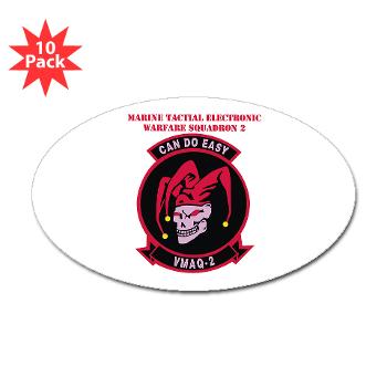 MTEWS2 - M01 - 01 - Marine Tactical Electronic Warfare Squadron 2 (VMA) with text - Sticker (Oval 10 pk)