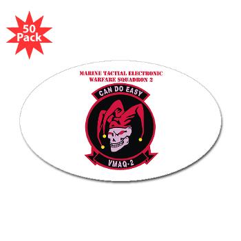 MTEWS2 - M01 - 01 - Marine Tactical Electronic Warfare Squadron 2 (VMA) with text - Sticker (Oval 50 pk)
