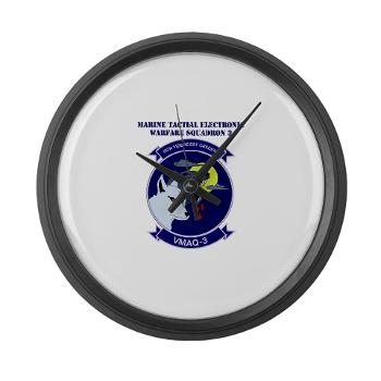 MTEWS3 - M01 - 03 - Marine Tactical Electronic Warfare Squadron 3 with Text Large Wall Clock