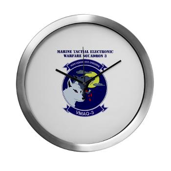 MTEWS3 - M01 - 03 - Marine Tactical Electronic Warfare Squadron 3 with Text Modern Wall Clock - Click Image to Close