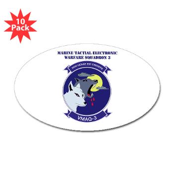 MTEWS3 - M01 - 01 - Marine Tactical Electronic Warfare Squadron 3 with Text (Oval 10 pk)