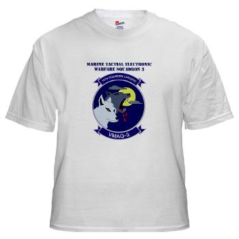 MTEWS3 - A01 - 04 - Marine Tactical Electronic Warfare Squadron 3 with Text White T-Shirt - Click Image to Close