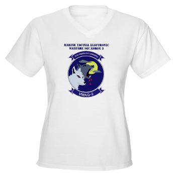 MTEWS3 - A01 - 04 - Marine Tactical Electronic Warfare Squadron 3 with Text Women's V-Neck T-Shirt