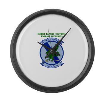 MTEWS4 - M01 - 04 - Marine Tactical Electronic Warfare Squadron 4 with Text - Large Wall Clock