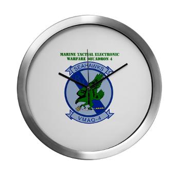 MTEWS4 - M01 - 04 - Marine Tactical Electronic Warfare Squadron 4 with Text - Modern Wall Clock