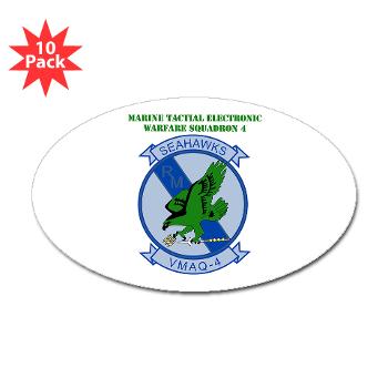 MTEWS4 - M01 - 01 - Marine Tactical Electronic Warfare Squadron 4 with Text - Sticker (Oval 10 pk)