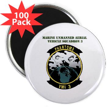 MUAVS3 - M01 - 01 - Marine Unmanned Aerial Vehicle Sqdrn 3 with Text - 2.25" Magnet (100 pack)