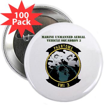 MUAVS3 - M01 - 01 - Marine Unmanned Aerial Vehicle Sqdrn 3 with Text - 2.25" Button (100 pack) - Click Image to Close