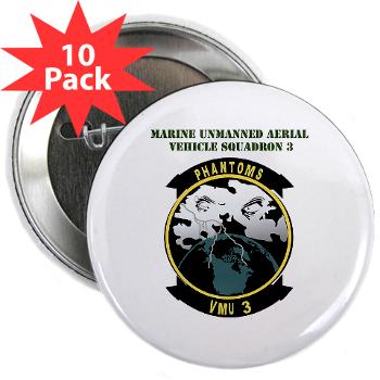 MUAVS3 - M01 - 01 - Marine Unmanned Aerial Vehicle Sqdrn 3 with Text - 2.25" Button (10 pack) - Click Image to Close