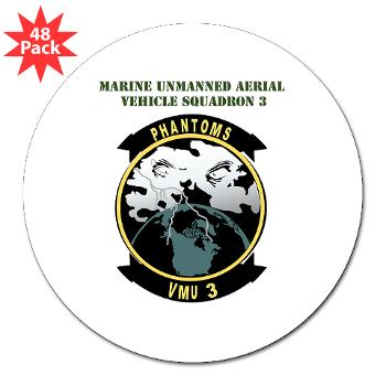 MUAVS3 - M01 - 01 - Marine Unmanned Aerial Vehicle Sqdrn 3 with Text - 3" Lapel Sticker (48 pk)