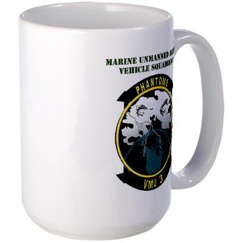 MUAVS3 - M01 - 03 - Marine Unmanned Aerial Vehicle Sqdrn 3 with Text - Large Mug - Click Image to Close