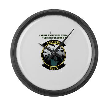 MUAVS3 - M01 - 03 - Marine Unmanned Aerial Vehicle Sqdrn 3 with Text - Large Wall Clock - Click Image to Close