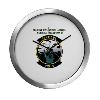 MUAVS3 - M01 - 03 - Marine Unmanned Aerial Vehicle Sqdrn 3 with Text - Modern Wall Clock - Click Image to Close