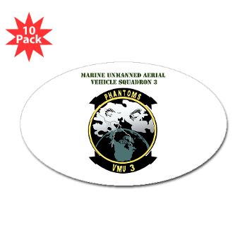 MUAVS3 - M01 - 01 - Marine Unmanned Aerial Vehicle Sqdrn 3 with Text - Sticker (Oval 10 pk)