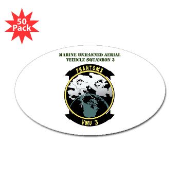 MUAVS3 - M01 - 01 - Marine Unmanned Aerial Vehicle Sqdrn 3 with Text - Sticker (Oval 50 pk) - Click Image to Close