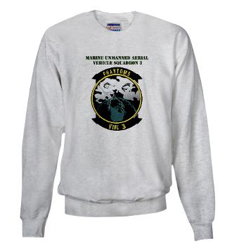 MUAVS3 - A01 - 03 - Marine Unmanned Aerial Vehicle Sqdrn 3 with Text - Sweatshirt - Click Image to Close